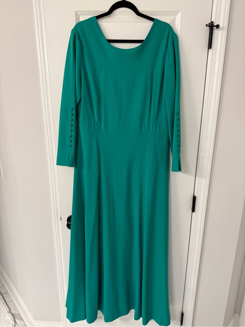 Tahari Teal Green Long Sleeve Maxi Dress